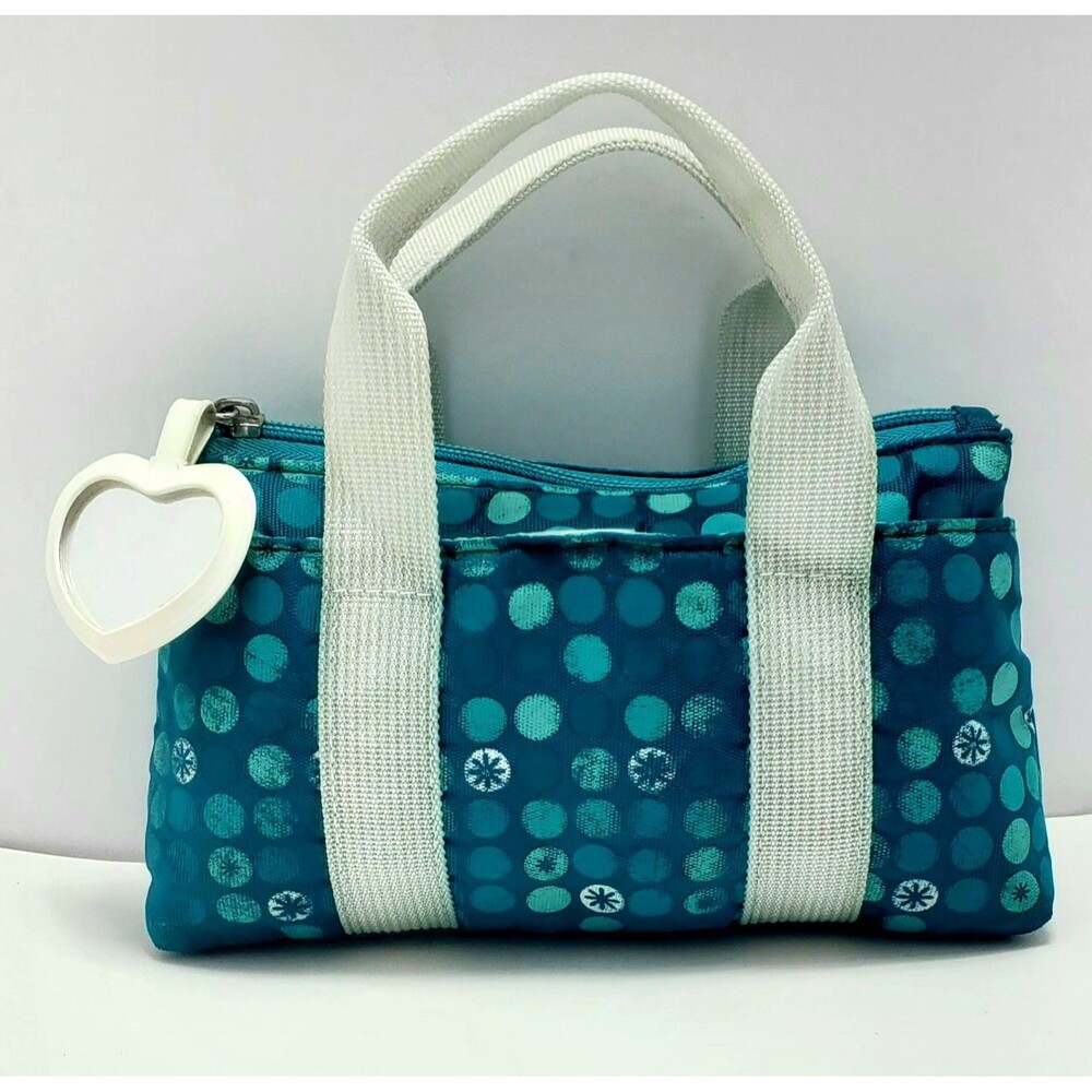 Nintendo DS Lite BDA Teal Polka Dot Barrel Tote Mini Duffle Purse Y2K Cute